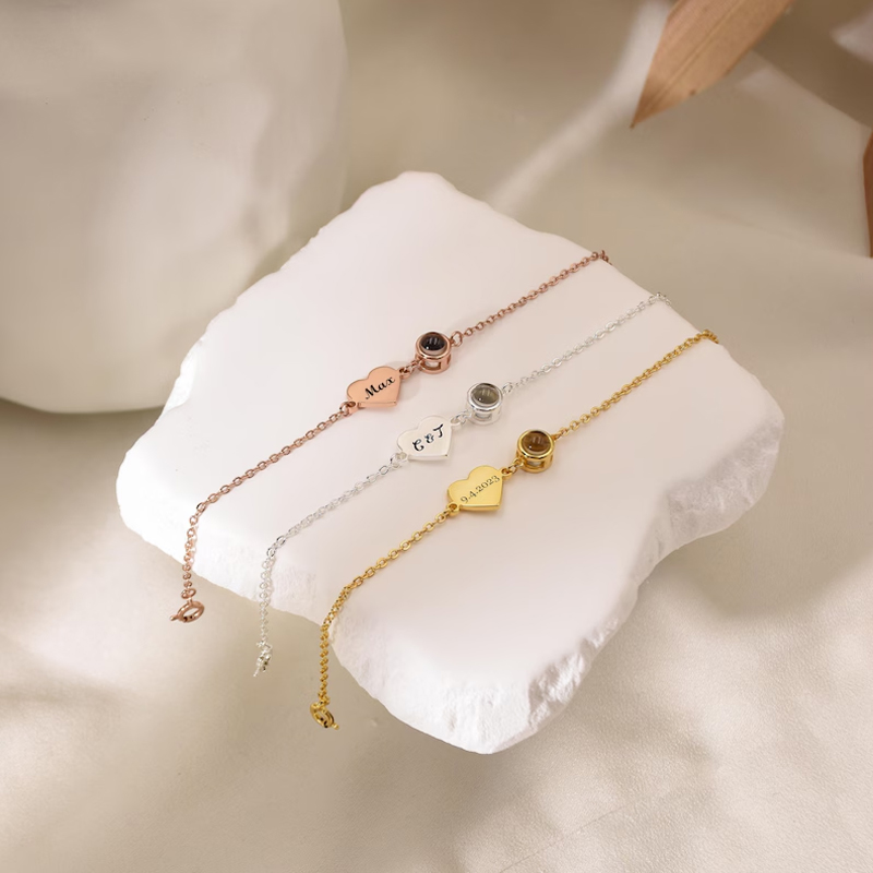 Rose Gold Bracelet - Bracelet avec nom personnalisé pour femmes,