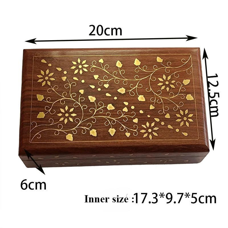 Indian Jewelry Watches - Boîte en bois massif incrusté de