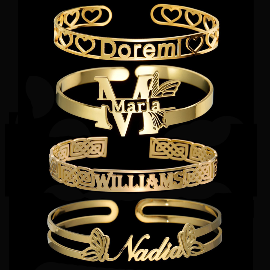 Rose Gold Bracelet - Acheerup personnalisé 10mm lettre nom Bracelet