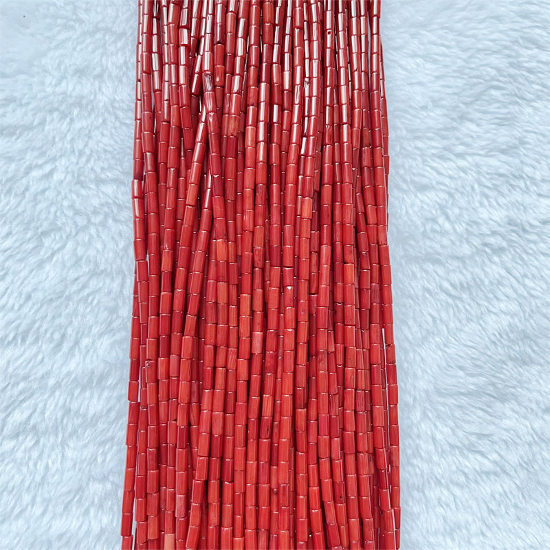 Gemstone Bracelet Healing - Rare 3*6MM Tube rond corail rouge