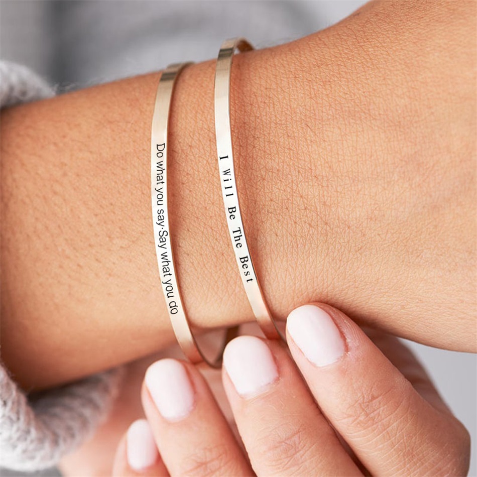 Rose Gold Bracelet - Bracelet Coeur avec Noms Personnalisés, 4mm,