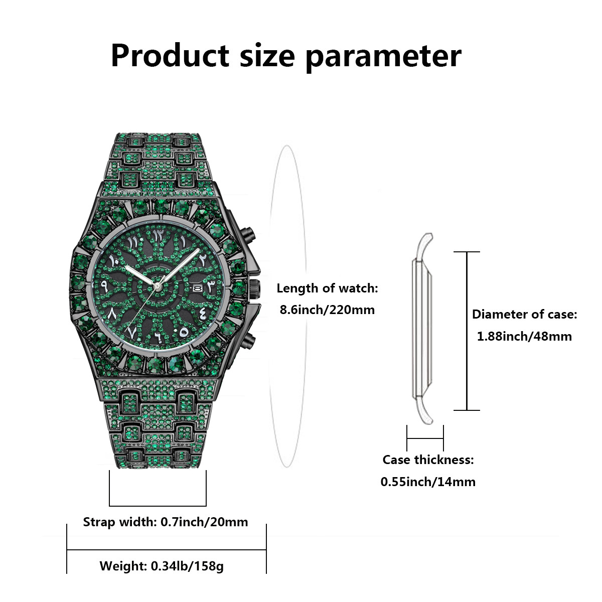Montre-bracelet Hip Hop Green  - Jewelry Watches Brands avis et prix